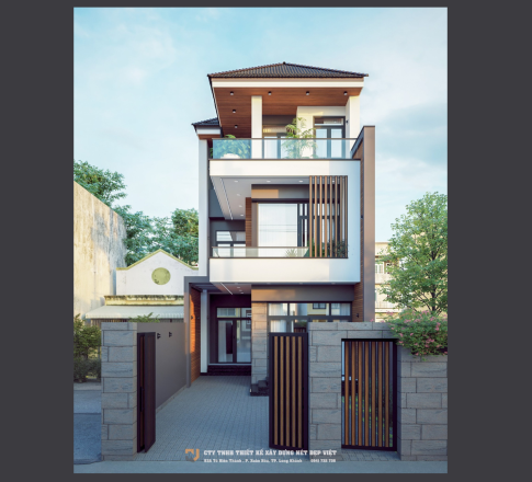 Thiết kế nhà phố 3 tầng mái Nhật hiện đại tại Long Khánh